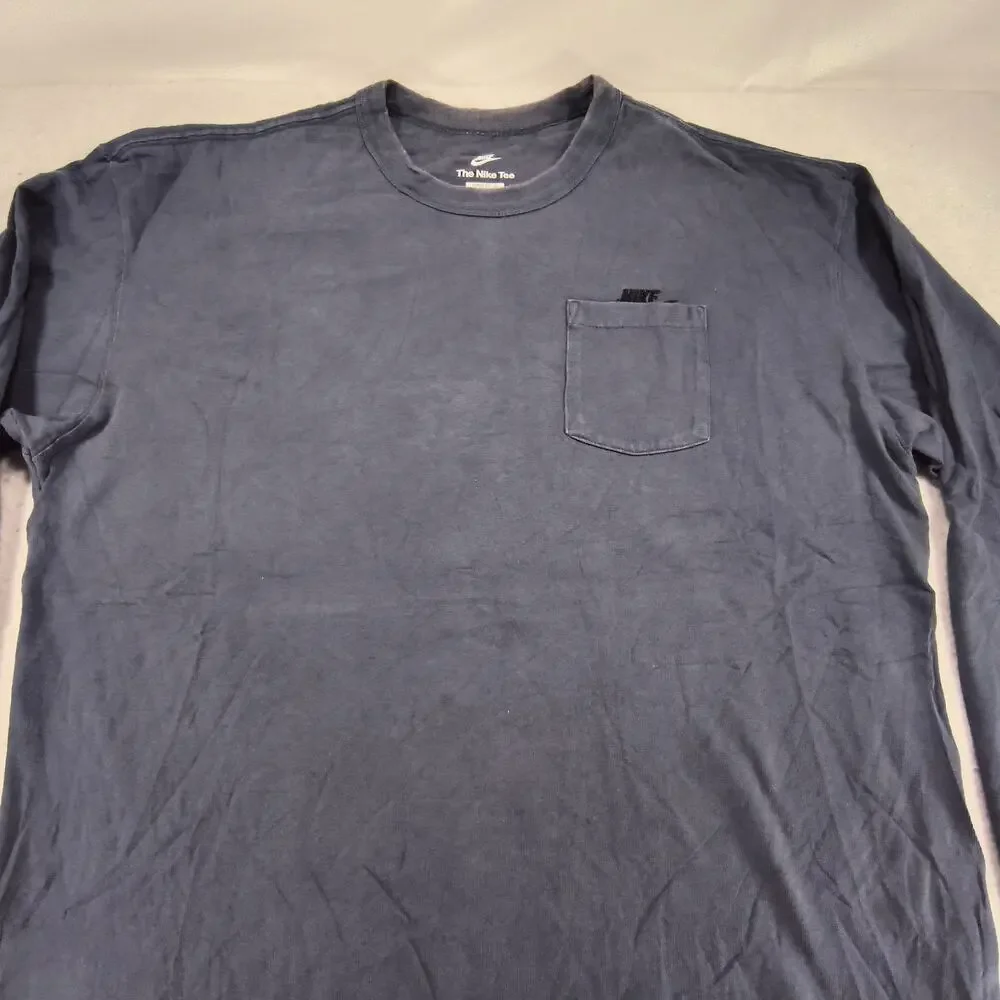 Nike Tee Casual Crew Neck Long Sleeve Shirt Mens Size Large L Blue Black